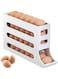 Maykela 4 Layer Rolling Egg Holder Egg Organizer for 28-30 Eggs Egg Storage Container for Refrigerator,Egg Rolling Dispenser Auto Roll Egg Organizer for Refrigerator (White)