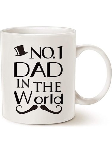 Your Wall Funny Fathers Day Dad Coffee Mug, No.1 Dad In The World Best Father Birthday Gifts For Dad Father Husband Cup White, 12 Oz By Spoil Your Wall