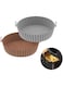 Air Fryer Silicone Pot, 2 Pcs Air Fryer Liners Food Safe Non Stick Airfryers Basket Oven Accessories, Reusable Replacement of Flammable Parchment Liner Paper Fits 3QT - 5QT Air Fryer (Brown + Grey)