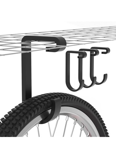 KASTWAVE 4 Pack Thickened Hooks for Overhead Storage Racks, Add-On Storage Hook Accessory for Ceiling Rack and Wall Shelving, Overhead Garage Storage Rack Hooks, Heavy Duty Hanging Bike Flat Hooks