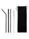 5-Piece Reusable Stainless Steel Straight Bent Drinking Straws Clean Brush Black 21.5x5.5x2.5cm