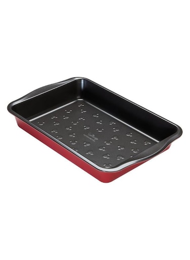 New Disney Bake with Mickey Mouse Roasting Tin Non Stick - Deep Large Baking Tray 9x13 Inch, Carbon Steel Bakeware, Red &amp; Black