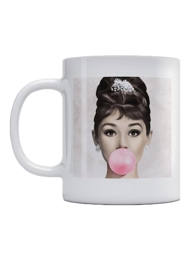 Audrey Hepburn Printed Mug White/Black/Pink