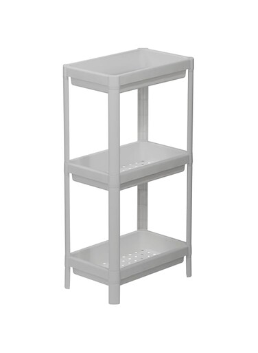 Inochi Tokyo 3-Tier Multi-Purpose Storage Shelf Size 37x 23x70cm  PP Safe Multi-Purpose Usage for Laundry, Bathroom, Kitchen, Office, Living Room, Classroom, Garage, Pantry and more Grey