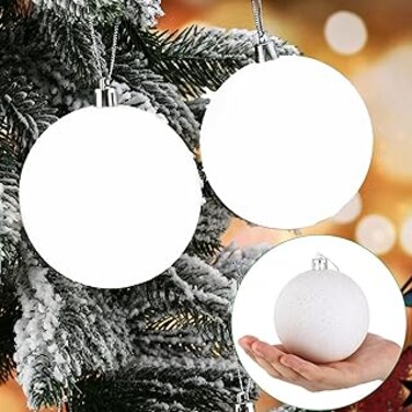 6-piece Snowball Decorations Christmas Tree Christmas Decorations Hanging White Balls Large Plastic Christmas Tree Balls Christmas Wedding Party Decorations