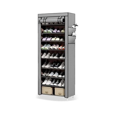 BLOOMING TIME 10-Tier Portable Shoe Rack with Dustproof Cover
