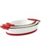 Opalina Bakeware With Silicone Handle And Base, White/Red- 3 Pieces