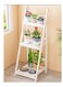Wooden Foldable Plant Stand Book Shelf Display Flower Rack Stand 3 Layer Sollid Wood Ladder Design Flower Vase Shelves Bathroom Shelf (White)