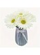 Artificial Gerbera Daisy Flowers, 3.5 inch Bloom, 10 inch Stem, Pink and White, with Decorative Ribbon (White)