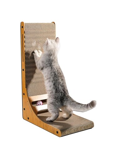 Cat Scratcher, L Shape Cat Scratcher, Protecting Furniture Cat Scratch Pad, Wall Mounted Cat Scratching Cardboard with Ball Toy for Indoor Cats, Scratching Post for Cats (60cm/23.6inch, Large)