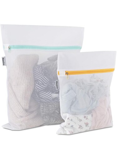 Mamlyn Mesh Laundry Bag for Delicates, Wash Bags for Underwear and Lingerie, Makeup Organizer Bag (1 Medium, 1 Small)