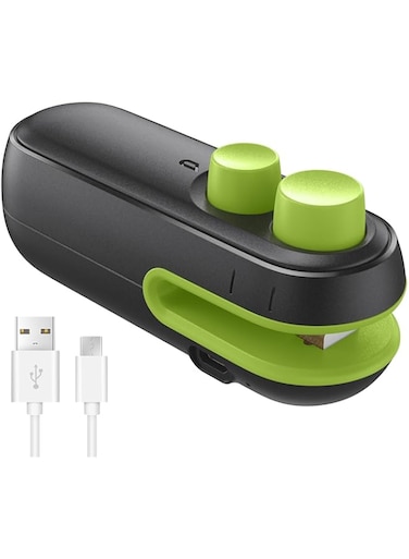 YHRY Mini Bag Sealer, 2 in 1 Heat Bag Sealer with Cutter for Chips Snacks, USB Rechargeable Handheld Bag Resealer Portable Plastic Sealer Heat Seal Vacuum Automatic Sealing Machine