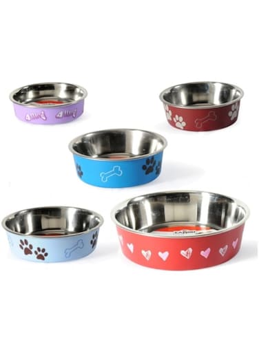 Camon &ldquo;Bellabowls&rdquo; Bowl, 10cm/150Ml, Decorated Steel Bowl for Dogs, Dog Food Water Bowl, Non-Slip Pet Bowl, Cat Food &amp; Water Bowl, No Tip, Stainless Steel, Steel Dog Bowl, Large Stainless Stell Bowl