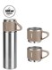500ml Stainless Steel Vacuum Thermos Flask with Silicone Handle &acirc;&euro;&ldquo; Insulated Water Bottle with 2 Stainless Steel Cups Set   Gift Box (2-Pack, Silver Beige) &acirc;&euro;&ldquo; Ideal for Hiking, Camping &amp; Travel &acirc;&euro;&ldquo; Keeps Beverages Hot or Cold