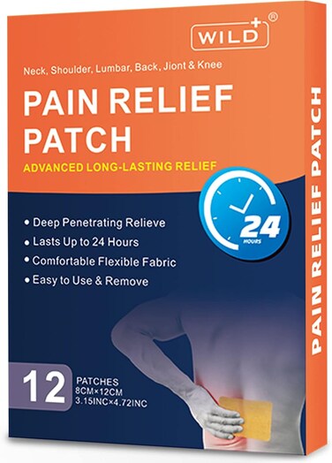 WILD+ Pain Relief Patch, 12PCS Joint Heat Patches Max Strength Promote Blood Circulation, Back Arthritis Pain Relief Plaster Heat Pads Pain Relieving for Neck/Shoulder/Knee/Muscles Pain

