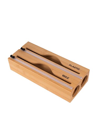 Kitchen Simple Wall-Mounted Bamboo Cling Film Cutter (2 Grids)
