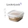 LocknLock Tempered Glass Square 520ml &ndash; Airtight Food Container with 4-Side Locking Lid, Microwave, Freezer &amp; Dishwasher Safe