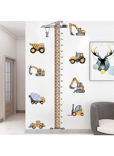 Bolivia's Height Chart Wall Decal for Kids, Removable Wall Sticker Decal, Tower Crane Kids Growth Chart Wall Decals Construction Vehicles Height Chart Sticker, Peel and Stick Wall Decor
