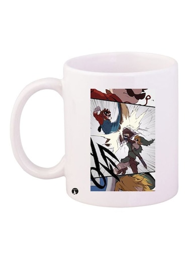 Printed Ceramic Coffee Mug White/Green/Red