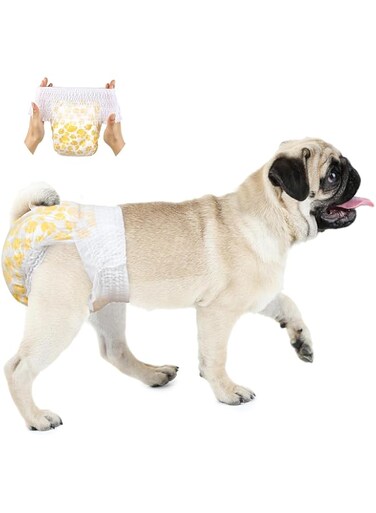 NALACAL 14 Pcs Dog &amp; Cat Diapers for Females with Stretchy Waist - Disposable Full Wrap for Female Puppy Dogs in Heat Period. 360&deg; Leak-Proof, Super Absorbent Doggie Puppy Diapers for Small Dogs（S）