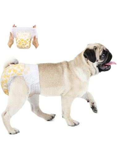 NALACAL 14 Pcs Dog &amp; Cat Diapers for Females with Stretchy Waist - Disposable Full Wrap for Female Puppy Dogs in Heat Period. 360&deg; Leak-Proof, Super Absorbent Doggie Puppy Diapers for Small Dogs（S）