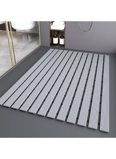 CBLDF Non Slip Bath Mat, Quick Drain Sturdy Bath Tub Mat, Heavy Duty Shower Floor Mat for Indoor Outdoor Use (Grey)