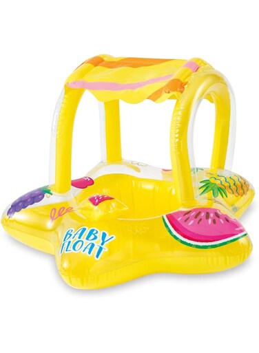 Intex 56573EP Outdoor Swimming Pool Inflatable Comfortable Shaded Canopy Starfish Lounger Baby Toddler Float Safety Raft, Yellow