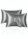 2-Piece Simple Solid Colour Silk Satin Pillow Case with Envelope Closure for Hair and Skin Light Grey