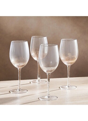 Home Oriana Gold Speckled 4-Piece Stemware Glass Set 430ml -Clear &amp; Gold