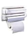Zerorez Kitchen Triple Paper Dispenser   Cutter for Aluminium Foil, Cellophane Wrap, Cling Wrap   Spice Storage   Convenient to use   Minimalistic   White