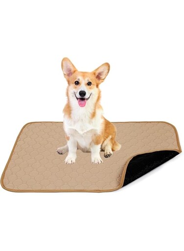 Upgrade Non-Slip Dog Pads Extra Large , Washable Puppy Pads with Fast Absorbent, Reusable, Waterproof for Training, Travel, Whelping, Housebreaking, Incontinence, for Playpen, Crate (khaki, 70*100cm)