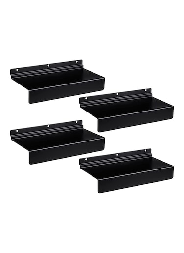 Metal Slatwall Shelves, Slatwall Accessories and Fixtures, Floating Slat Wall Shelf Shelves for Shoes, Flat Display Shelves for Wall, Shoe Stores, Boutiques Supplies, 4Pcs (Black)