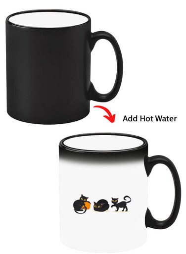 Color Changing Heat Sensitive Ceramic Mug, Image Revealed When HOT Liquid is Added! Cat pumpkin Halloween-01