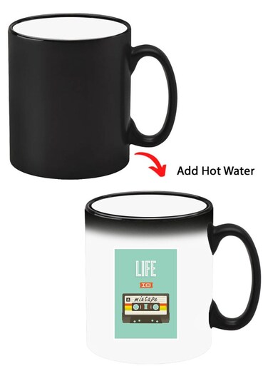 Color Changing Heat Sensitive Ceramic Mug, Image Revealed When HOT Liquid is Added! Life is a Mixtape