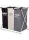 ECVV Laundry Basket 3 Sections, Foldable Laundry Hamper Sorter for Bedroom Bathroom Dorm, Waterproof Divided Dirty Clothes Basket with Aluminum Frame
