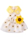 Dog Dress Soft Breathable Puppy Dresses Elegant Princess Lace Floral Pet Dress with Sunflower for Small Dog (White+Yellow, Small)