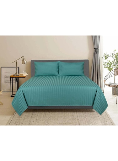 COLLECTION TEAL BLUE Double Flat Sheet with 2 Pillow Cases 220x280 cm
