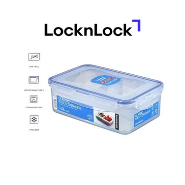 LocknLock 1L Rectangular  Airtight Food Storage with Divider - BPA-Free, Microwave, Freezer, and Dishwasher Safe