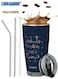 20oz Tumbler, Stainless Steel Vacuum Insulated Coffee Travel Mug with Straw and Brush, Double Wall Powder Coated Coffee Mug Travel Mug with Lid Thermal Cup for Outdoor,Suitable for Iced &amp; Hot Drinks, Bouquet and blessing design(Dark Blue), Ideal Gift