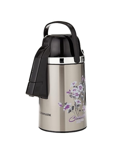 Olsenmark Hot and Cold Stainless Steel Vacuum Flask, 2.5L - Pump Action - Push Buttons Lock for Safety - Hot &amp; Cool - Perfect for Indoor Outdoor Use