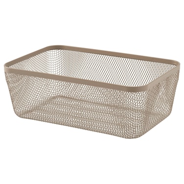 Food Storage Mesh Basket, Metal, Light Grey-Brown, 30x20x11 cm