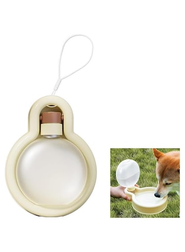 Portable Dog Water Bottle, 500ml Dog Travel Water Bottle with Bowl, Foldable Water Bottle for Puppy and Dogs, Leakproof Pet Water Bottle for Outdoor Walking Camping Hiking Traveling (White, 500ml)