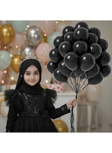 Black Balloons Latex Party Balloons &mdash; 100 pcs 12 in (30 cm)   Premium Natural Latex &mdash; Matte &amp; Glossy Mix   Perfect for Black-Themed Wedding, Birthday, Photo Backdrop &amp; Special Decorations
