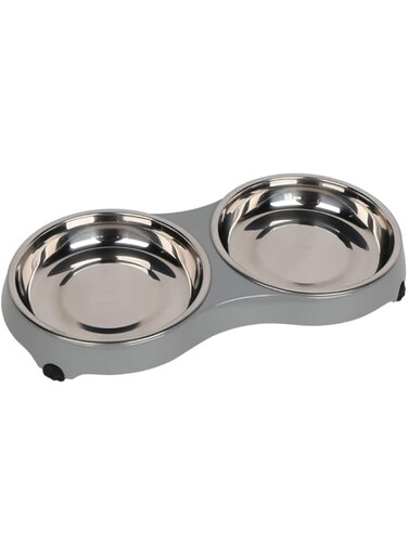 Pawsitiv 4 Paw Cat Dish Dinner Set Grey M+M350ml+ 350ml