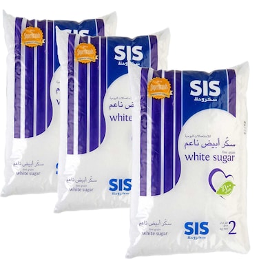 Sis Fine Grain White Sugar 2kg Pack of 3