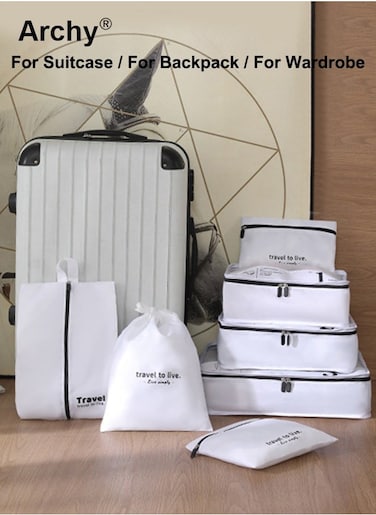 7 PCS Packing Cubes for Men and Women Lightweight Travel Luggage Organizer for Clothes Shoes Toiletries or Accessories Large Capacity Moisture Proof Storage Bags for Carry on Suitcases