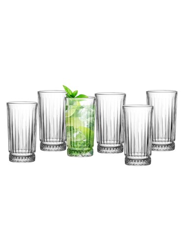 Art Eva Hi-Ball Glass Set - 6 Pcs, 255ml (8.5oz) - Crystal Clear, Dishwasher Safe, Elegant Longdrink Glasses for Cocktails, Soft Drinks, Water, Juices