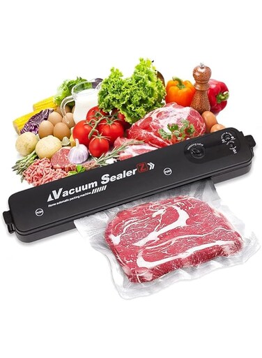 Vacuum Sealer Automatic Air Sealing Food Vacuum Sealer Machine, Dry/Moist Food Modes with 60 Transparent Sealing Bags for Food