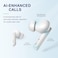 QCY Melobuds ANC Wireless Earphones, Active Noise Cancelling Bluetooth Earbuds, AI-Enhanced Calls, 6 Mics, Anti-Wind Noise, Deep Bass, Customizable EQ, 30H Playtime, Bluetooth 5.2 (White)