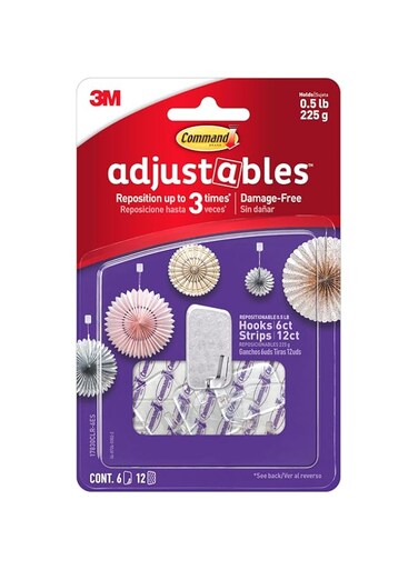 Command Adhesive Hook Adjustables Repo Clear 6pc